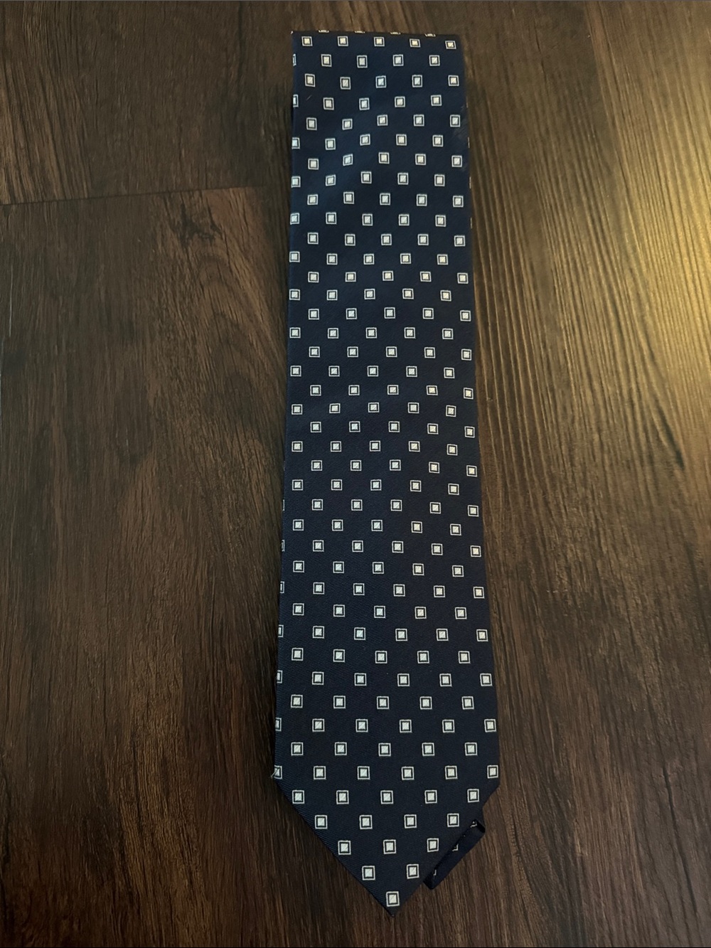 Ermenegildo Zegna Navy Tie with White Square Pattern